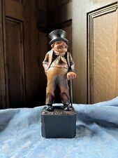 Antique ANRI Italian Alps Wood Carving of a Man in Top Hat picture