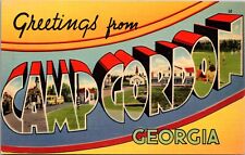 Linen Postcard Large Letter Greetings From Camp Gordon, Georgia picture