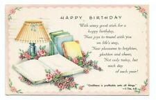 Happy Birthday Greeting Postcard Books Flowers BETHLEHEM PA picture