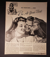 1943 Print Ad Listerine Antiseptic Smiling Military Men Near Beautiful Woman picture