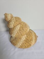 Vintage Unique Sea Shell Cornucopia Hand Woven Basket Wicker Ratan Basket picture