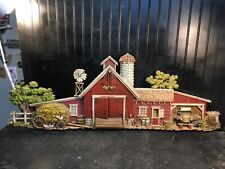 Vintage 1970s Burwood Products Co 3D Farm Barn Scene Wall Hanging 46