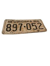 Vintage 1965 Virginia License Plate  897-052 picture