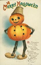 Clapsaddle No. 1667 A Merry Halloween Postcard~Anthropomorphic Pumpkin Man~c1910 picture
