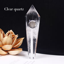 Natural Quartz Crystal pipes Point Obelisk Wand Smoking Pipe reiki Healing Gift picture