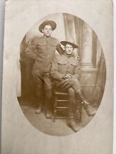 RPPC BW Photo WWI World War 1 Gay Interest Pair Soldiers Army Postcard 1913-18 picture
