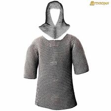 Medieval Replica Chain Mail Armor 16 Gauge Steel Shirt & Coif Handmade Costume picture