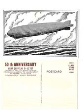 50th ANNIVERSARY GRAF ZEPPELIN Postcard D LZ127 Crossing Atlantic Oct 11-15 1928 picture