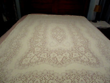 Vintage Quaker100% COTTON Lace tablecloth  WHITE  floral theme 79 x 53 VGC picture