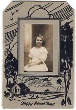 CIRCA 1880s CDV LITTLE SCHOOL GIRL IN WHITE DRESS HAPPY SCHOOL DAYS COVER picture