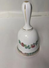 Hoffritz porcelain white bell w/pink roses green leaves gold trim. GC P picture