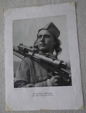WWII Greek Communist Resistance Poster - ELAS Woman Fighter - 17 x 23-1/2 - 1944 picture