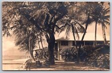 Honolulu Beach View~Halekulani Hotel~House Without a Key~Kiawe Tree~1940s RPPC picture