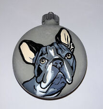 French Bulldog Christmas Ornament Handpainted, signed by artist. Large 4” picture