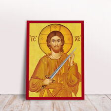 Jesus Christ with Sword Greek Byzantine Orthodox handmade icon picture