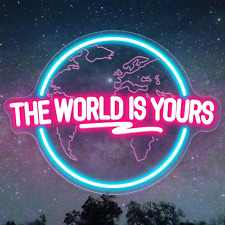 The World Is Yours Neon Sign, Carved Planet The World Is Yours LED Neon Light... picture
