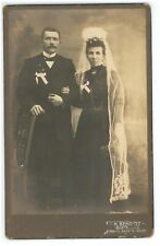 Antique Circa 1880s Cabinet Card Beautiful Wedding Couple Buxtehude, Germany picture