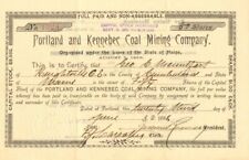 Portland and Kennebec Coal Mining Co. - Stock Certificate - Mining Stocks picture