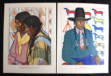2 VINTAGE GREAT NORTHERN RAILWAY NATIVE AMERICAN PORTRAIT PRINTS ~ WINOLD REISS picture