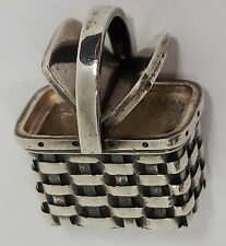vintage 3D Sterling Silver miniature picnic Basket lid open pendant dollhouse? picture