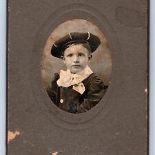 c1880s Bloomfield, IA Handsome Boy Odd Hat French Beret Mini Cabinet Card H38 picture