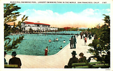 SAN FRANCISCO POSTCARD - MUNICIPAL SWIMMING POOL, LARGEST TANK IN THE WORLD picture