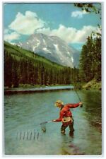 1948 Fishing Cold Clear Mountain Streams Amid Seattle Washington Union Postcard picture