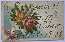 Antique Souvenir of Winston Mo. Horse Show Postcard Gold Lettering 1908 picture