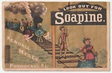 1880s Providence RI~SOAPINE~Soap Ad~Railroad Train Cartoon~Victorian Trade Card picture