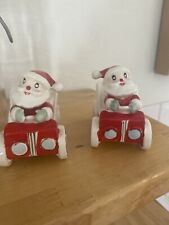 Midcentury Holt Howard Santa driving a car Christmas candle holders-Vintage picture
