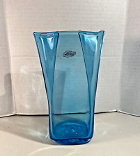 Vintage Blenko 2009 Turquoise Vase 8.25” Hand Blown picture