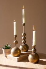 Kalalou Antique Brass Ball Candle Holders - New in Box - Set of 3 picture