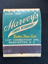 VINTAGE MATCHBOOK -HARVEY'S FAMOUS RESTAURANT - WASHINGTON DC - UNSTRUCK - NICE picture