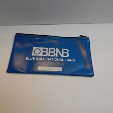 vtg Blue Ball national bank blue vinyl zipper bag  11x5 in picture