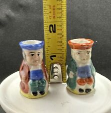 Vintage Pair of Porcelain Mini Toby Style Mugs Colonial Men Japan 1.5” Tall picture