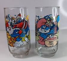 Clumsy & Papa Smurf - Vtg 1983 Mcdonalds Glasses Set picture