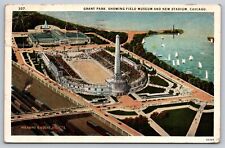 Grant Park, Showing Field, Museum and New Stadium, Chicago, IL 1926 Postcard 402 picture