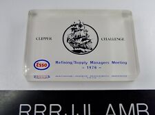 Vtg Exxon Mobil ESSO OIL Manager Award LUCITE PAPERWEIGHT 1976 Clipper Challenge picture