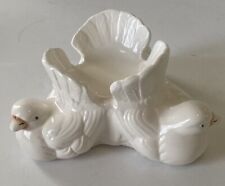White Ceramic Gift Company ~ 3 Doves Candle Holder ~ White Love Birds ~ Triangle picture