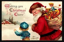 3501 Antique Vintage Christmas Postcard Santa Little Boy Toys Ellen Clapsaddle picture