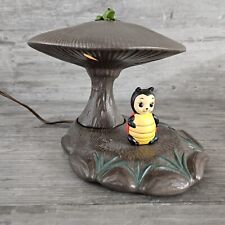 Vtg Ceramic Mushroom Lamp With Ladybug and Frog 1970s picture