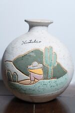 Ceramica Gardiel Linea 24K Gold Huatulco Mexico Pottery Vase Siesta Scene picture