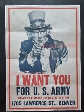 1940 WW2 USA AMERICA UNCLE SAM WANT YOU FOR ARMY RECRUIT PROPAGANDA POSTER 697 picture
