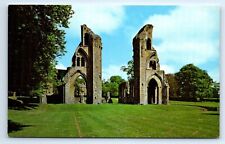 Glastonbury Abbey Somerset England Ruins Chrome Postcard c.1971 picture