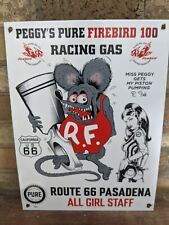 VINTAGE 1963 PEGGY'S PURE PENN RACE OIL ROUTE 66 PORCELAIN GAS SIGN 16.5