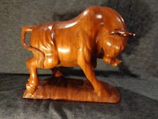 Large Hand Carved Wooden Bull 52cm Long Very Heavy Solid Wood picture