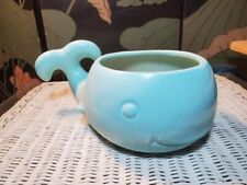 Large BLUE Ceramic Happy WHALE Planter - Whimsical & CUTE picture