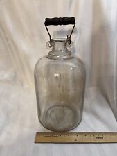 ICCO Antique Rustic Glass Jug Pontil 1 Gal Bottle W/ Wood Handle picture