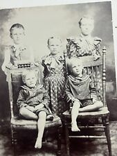 Antique Photograph Cabinet Card Barefoot Children With Chairs picture
