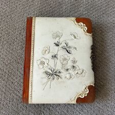 1800s Victorian Floral photo album with Broken latch - velvet Orange Back picture